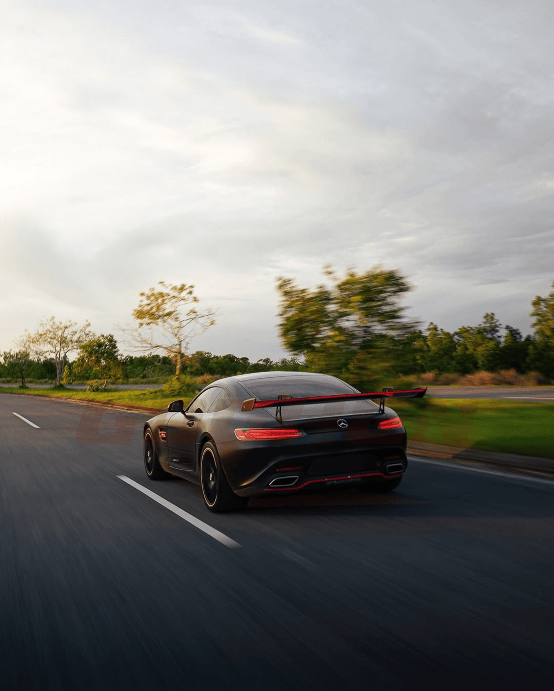 Pre - Preg Carbon Fiber LED Swan Neck Spoiler for AMG GT/GTS/GTC/GTR - Goghen Designs