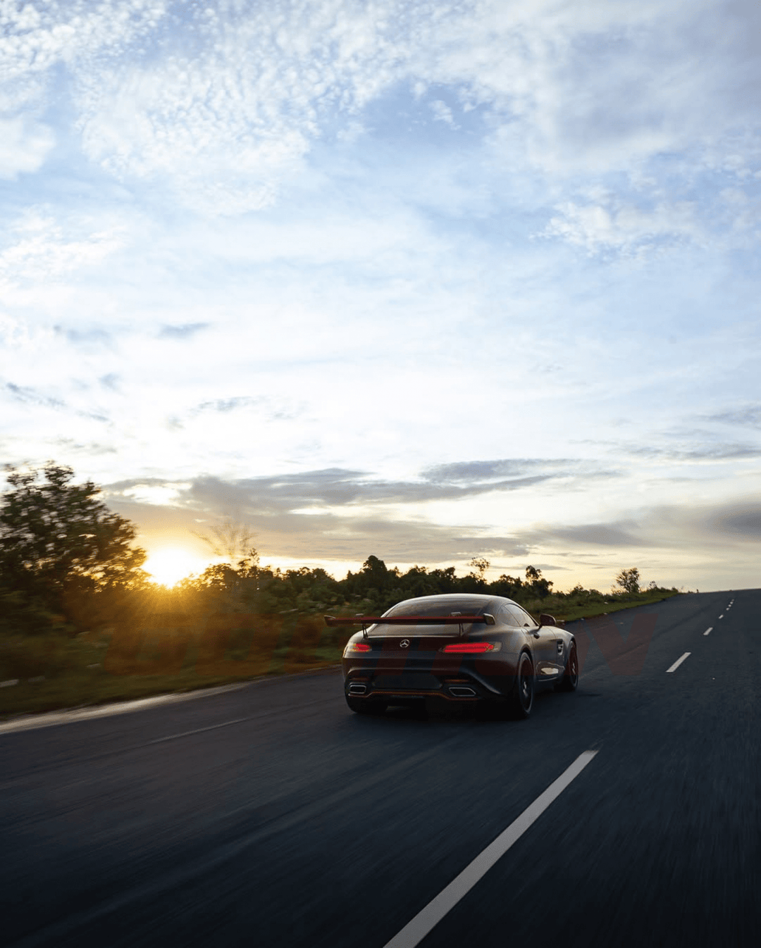 Pre - Preg Carbon Fiber LED Swan Neck Spoiler for AMG GT/GTS/GTC/GTR - Goghen Designs