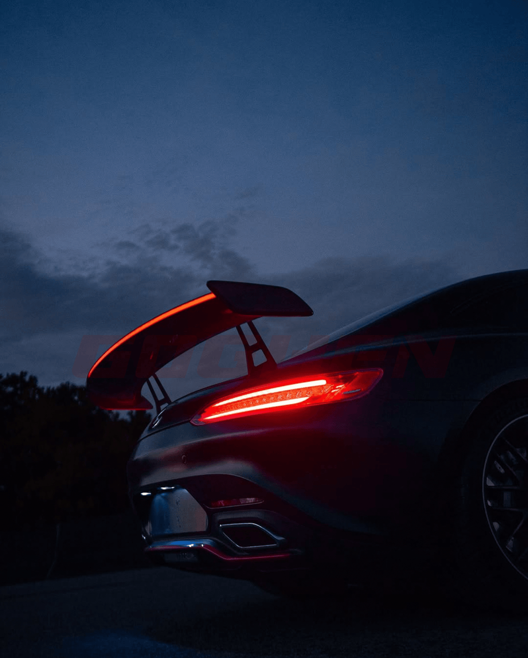Pre - Preg Carbon Fiber LED Swan Neck Spoiler for AMG GT/GTS/GTC/GTR - Goghen Designs