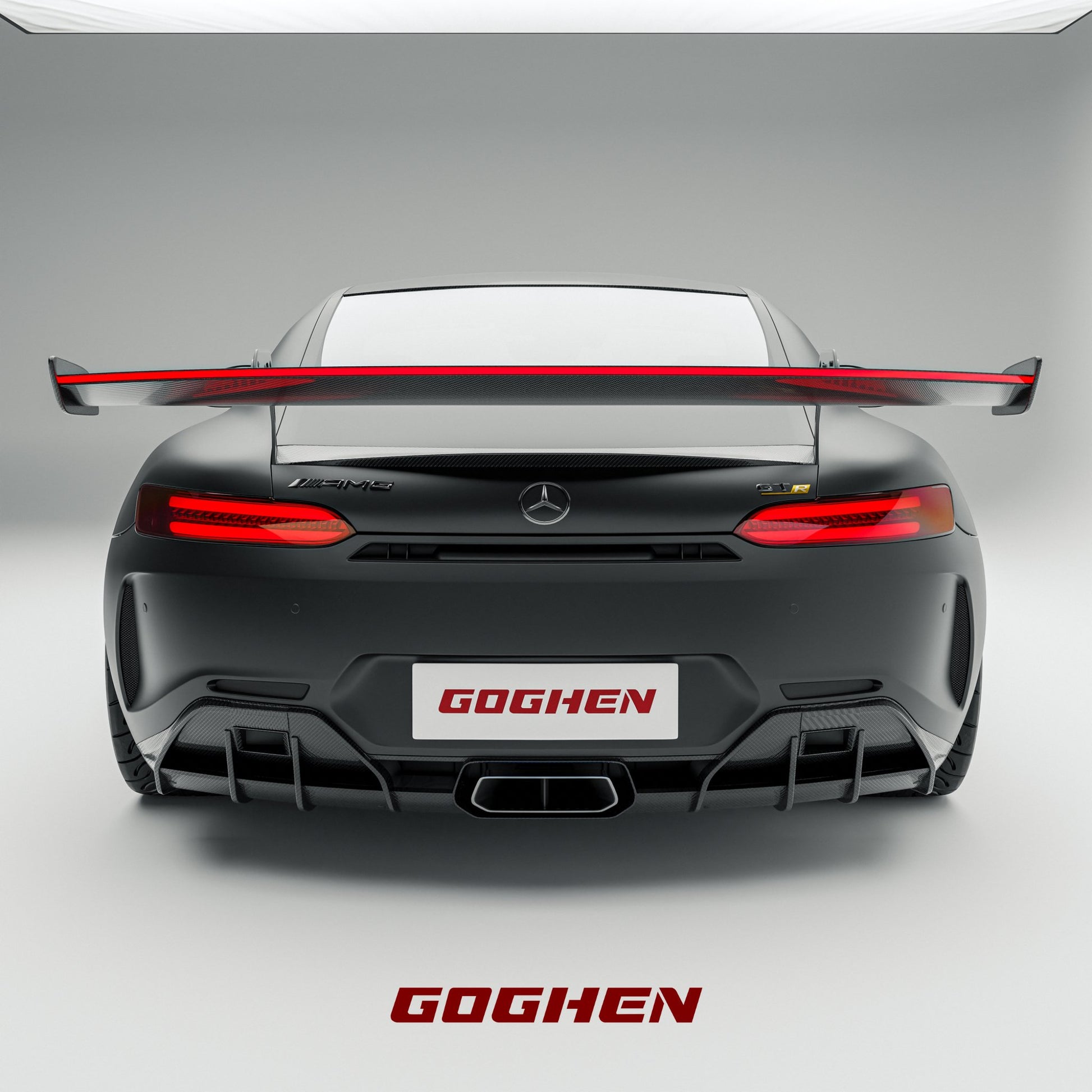 PRE ORDER Pre-Preg Carbon Fiber LED Swan Neck Spoiler for AMG GT/GTS/GTC/GTR - Goghen Designs