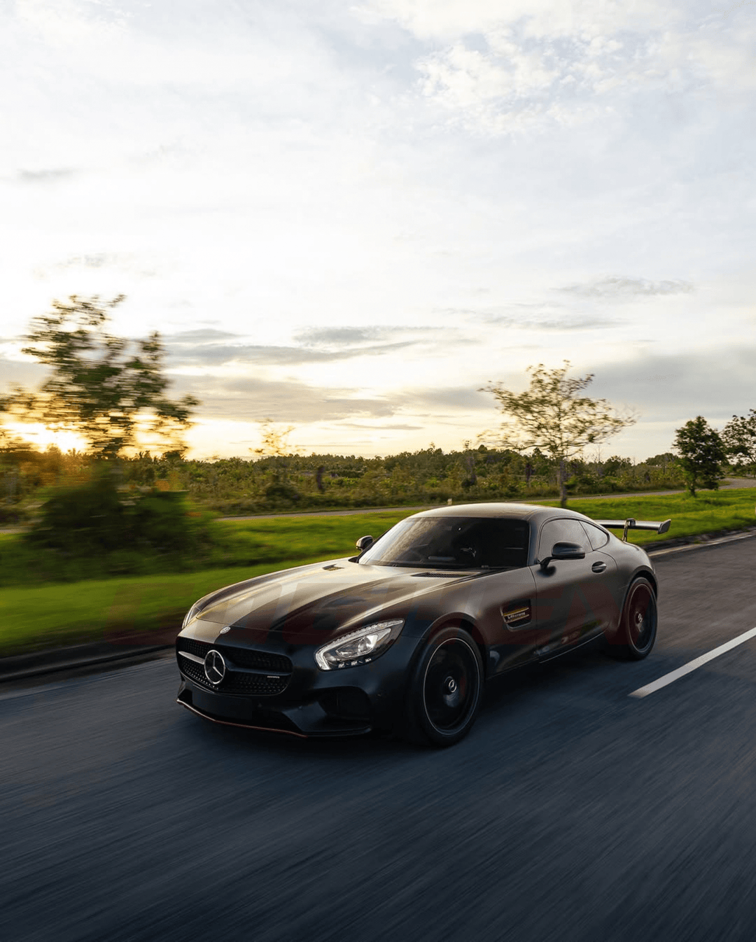Pre - Preg Carbon Fiber LED Swan Neck Spoiler for AMG GT/GTS/GTC/GTR - Goghen Designs