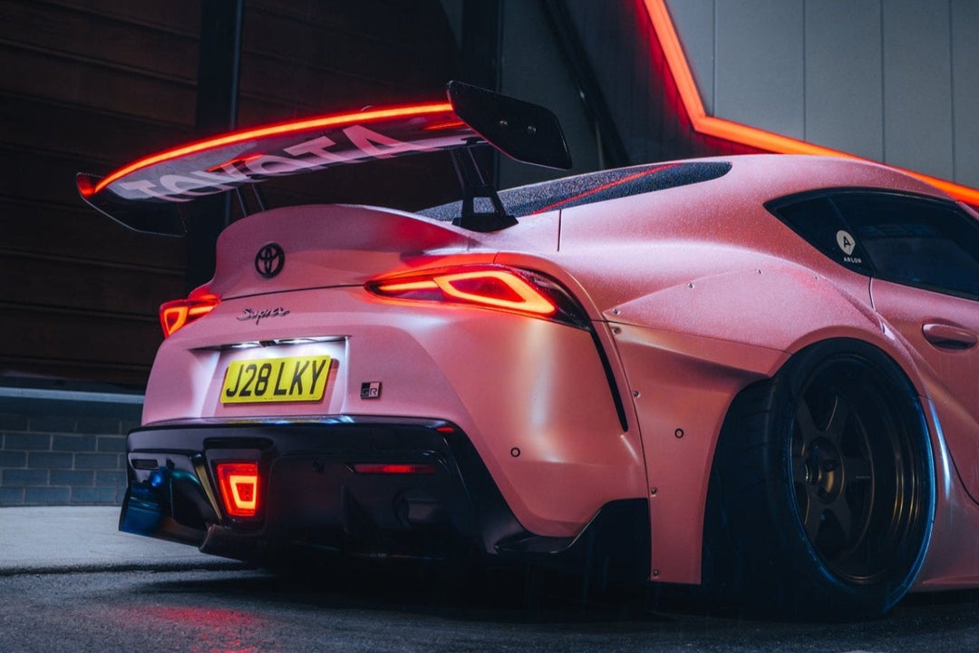 GD1 Pre-Preg Carbon Fiber LED Swan Neck Spoiler for Toyota Supra GR A90/A91 - Goghen Designs